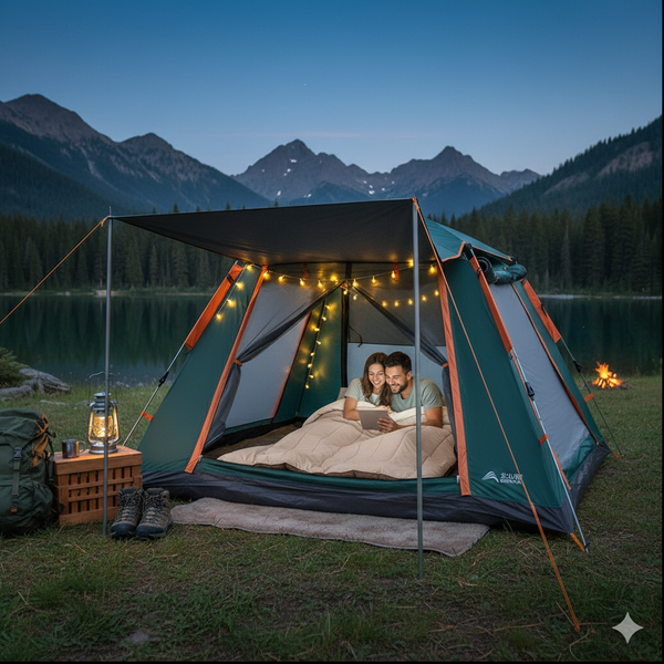 POP-UP TENT & DOUBLE SLEEPING BAG